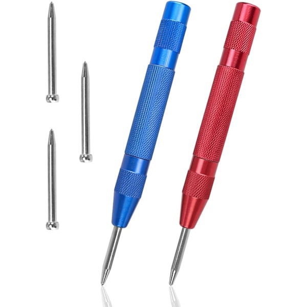 2 Pieces Metal Punches, HASLED Spring Loaded Center Punches, with 3 Replacement Parts