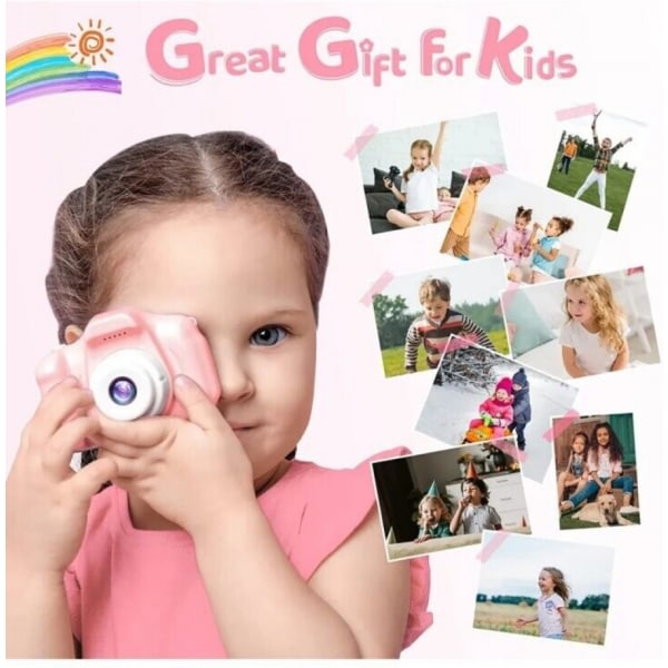 Barnkamera Videoinspelare 1080P LCD minileksak Digital barnkameraleksak Rosa