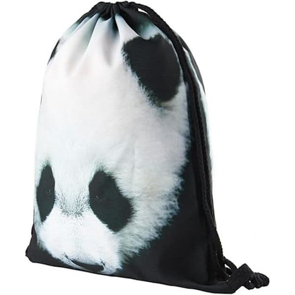 Drawstring Bags Waterproof Drawstring Adjustable Lightweight Gym School Drawstring Backpack for Sports (Panda)