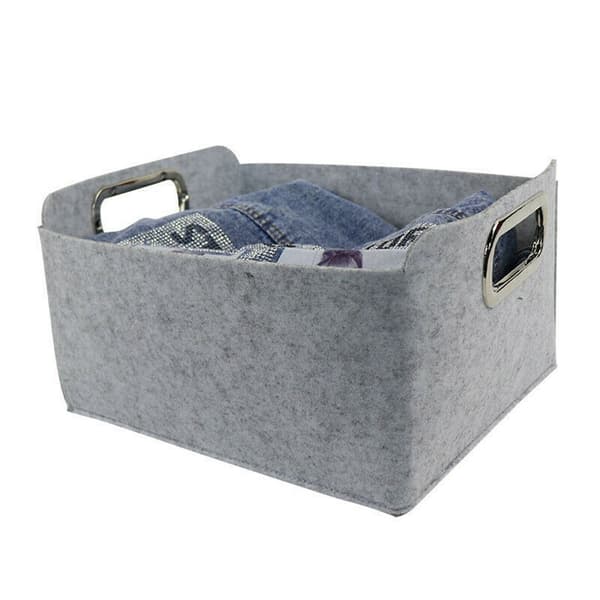 Filt Opbevaringskurv Tøj Organizer Diverse Container LYS Lysegrå Light grey M