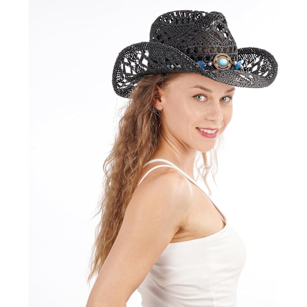 Cowboy-hattu Häähattu Naisille Miehille Glitteri Asuste Tilava Hattu Cosplay-juhliin Halloween-asuun Sopii Juhliin Musiikkifestivaaleille (Pinkki) Black M