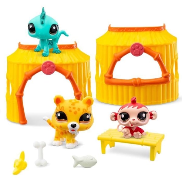 BANDAI - Littlest Pet Shop - Tiki Jungle-paket - 3 djur och tillbehör - BF00515