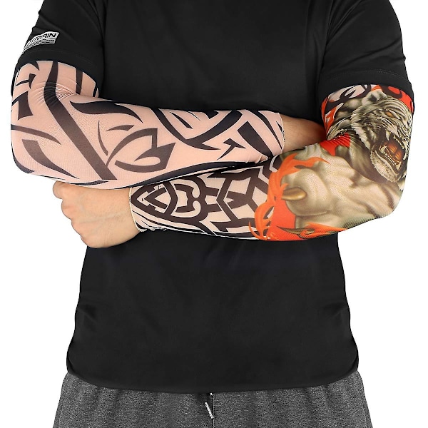 6 st Konst Arm Fake Tatuering Ärmar Skydd för Unisex Party Cool Man Kvinna Mode Tatueringar & Kroppskonst Tillfällig Vattentät