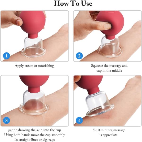 4-delt Cupping Sæt - Silikone Ansigtskopper - Cellulite Kopper - Glas Ansigts Cupping Sæt
