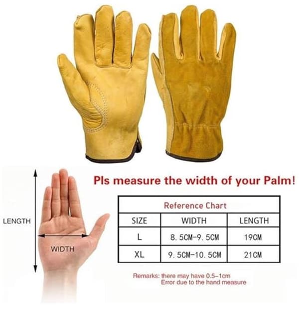 Par af tornresistente læderarbejdshandsker, havehandsker til mænd og kvinder, vand