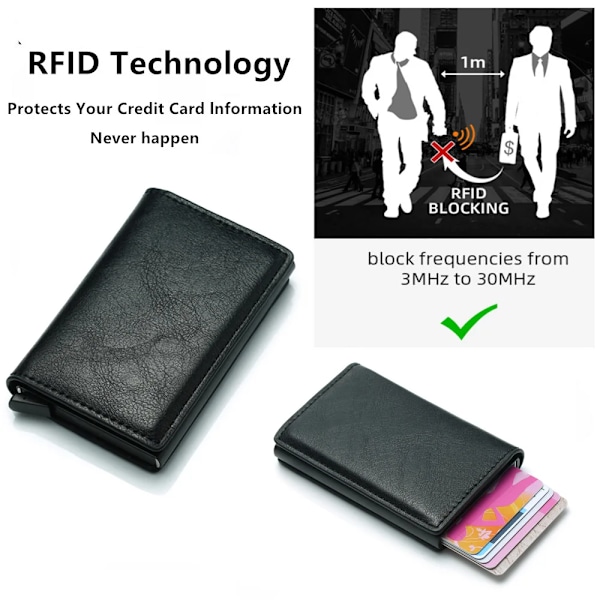 Graverat Anpassat Namn ID Kreditkortshållare Plånböcker Märke RFID-blockering Magisk Läder Slimmad Miniplånbok Liten Pengapåse Handväska Brown(Name Service)
