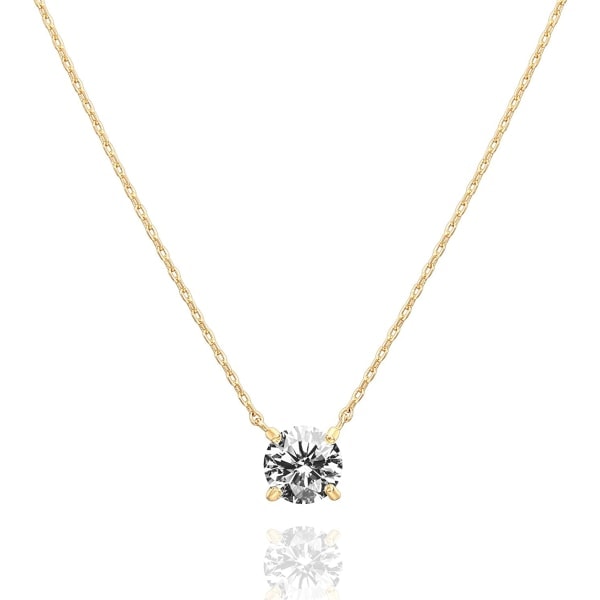 CDQ 14K kullattu Swarovski Crystal Solitaire 1,5 karaattia (7,3 mm)