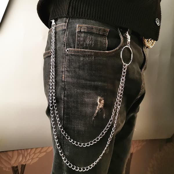 1/2/3 lagdelt lang metal bæltekæde Rock Punk Hook bukser A2