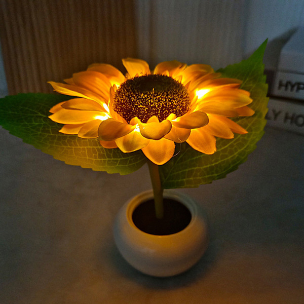 LED Auringonkukka Keinotekoinen Yövalo Makuuhuoneen Opiskelija-asunnon Pöytävalaisin 25cm
