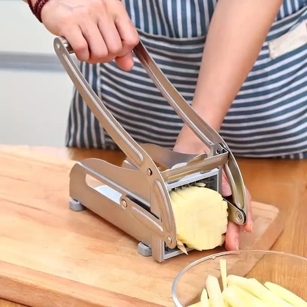 Pommes Frites Kutter i Rustfritt Stål – Grønnsakskutter & Potetskutter med 2 Ekstra Blader_OF