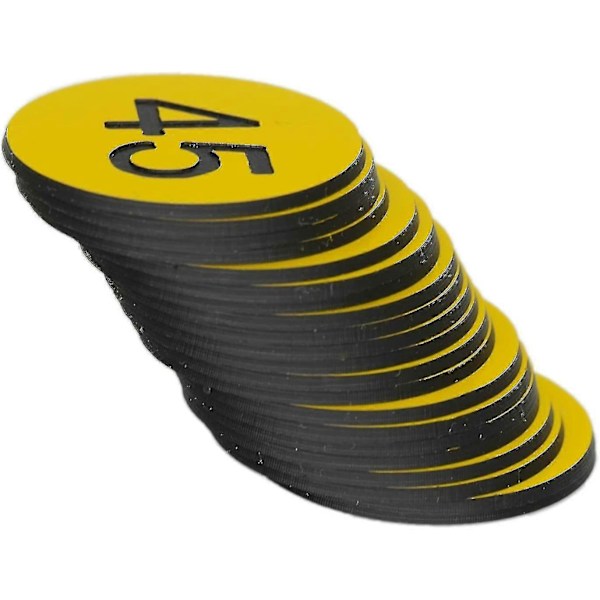 Nummerbrikker i plast, graverede nummererede brikker, ID-brikker, nøglebrikker uden hul - WELLNGS Yellow Yellow 1-100