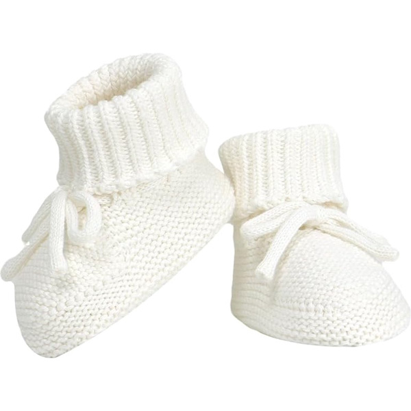 Strikkede babyfutter, bløde bomuldssko til 0-6 måneder, hvid