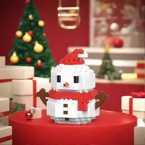 Jule Micro Byggeklodssæt, DIY Plast Mini Murstensfigurer til Voksne og Børn, Pædagogisk Julebordsdekoration, 6 Stykker 6pcs