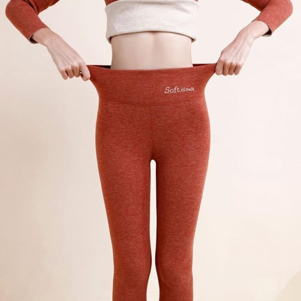 Afkælede Vinterbukser, Bløde Sky Fleece Leggings, Damer Vinter Leggings Rød Red 3XL