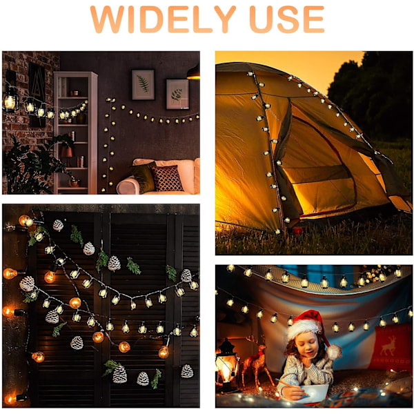 20 LED Røde Lanterne Lysstreng Mini til Indendørs Udendørs Terrasse Have Ferie Fest Juletræ Nytår Dekoration Sort Black 20 Lamp