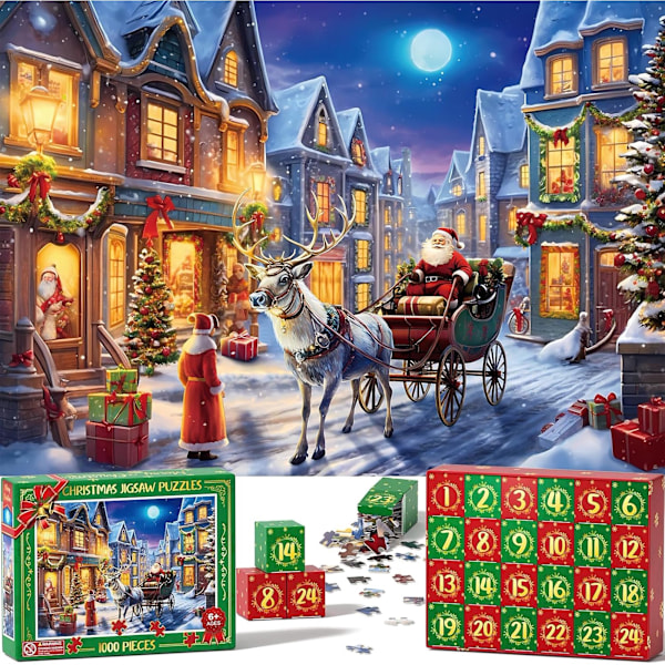 2024 Jigsaw Puzzle Advent - Christmas Countdown 1008 Pieces Fun Jigsaw Puzzle Creative Countdown Calendar Jigsaw Puzzle Toy Christmas