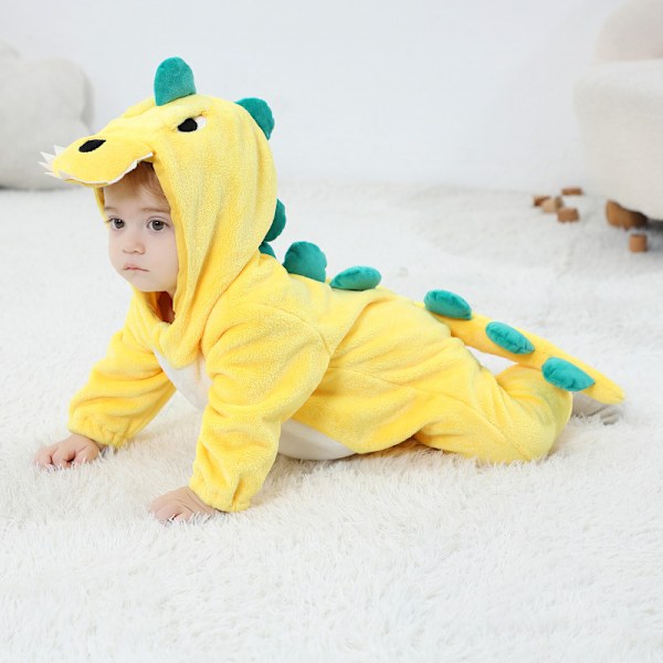 MJ51 Barneklær Ny Flanell Tynn Dinosaur Enlags Romper Jumpsuit H3340 dark green 120cm