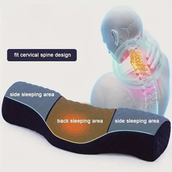 Nackkudde Memory Foam för Sömn, Cervikal Sovkudde för Sid- och Ryggsovare, Nackstöd_OF Blå 1 st