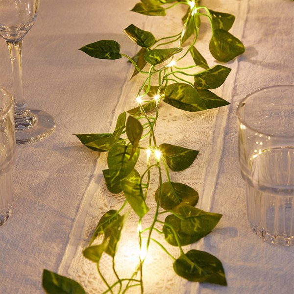 Green Ivy Leaves Fairy String Lights Batteridriven 9