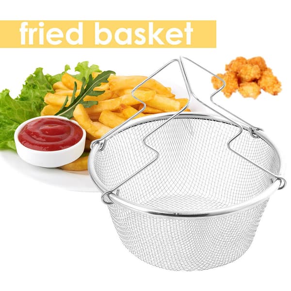 Friturenet i rustfrit stål Rund Kurv Si til Pommes Frites 22cm