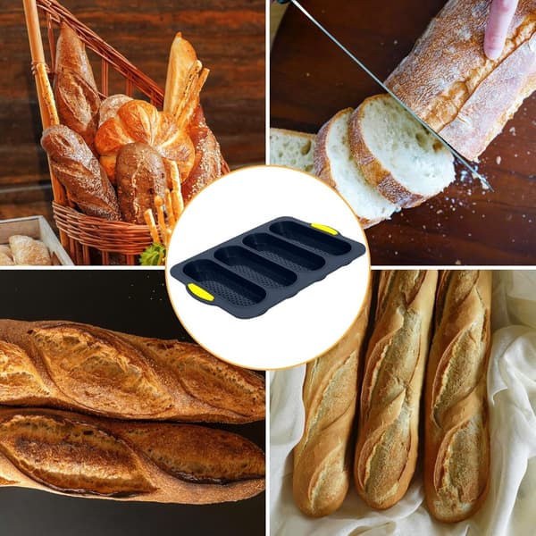 Silikone brødform - m/ 4 huller - non-stick belægning - til surdejsbrød & varme