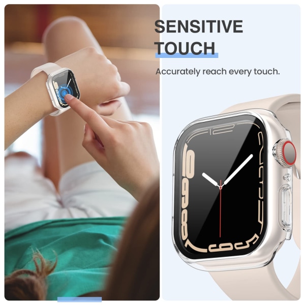 3:a skärmskydd kompatibel för Apple Watch Series 6/5/4/SE med härdat glas, stötsäkert case för iWatch 44mm Black and clear and starlight