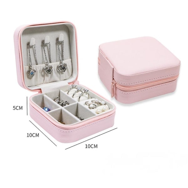 Smykkeskrin, opbevaring Bærbar æske til øreringe Ringe Organizer Halskæder Armbånd, smykkeskrin Case, gave til kvinder og piger (pink)