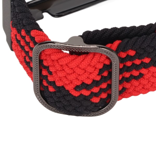 Stretch Nylon Flätat Armband med Skyddande Bumper Case Tillbehör Kompatibelt med Mi Band 7 Pro Röd Svart och Svart Skal