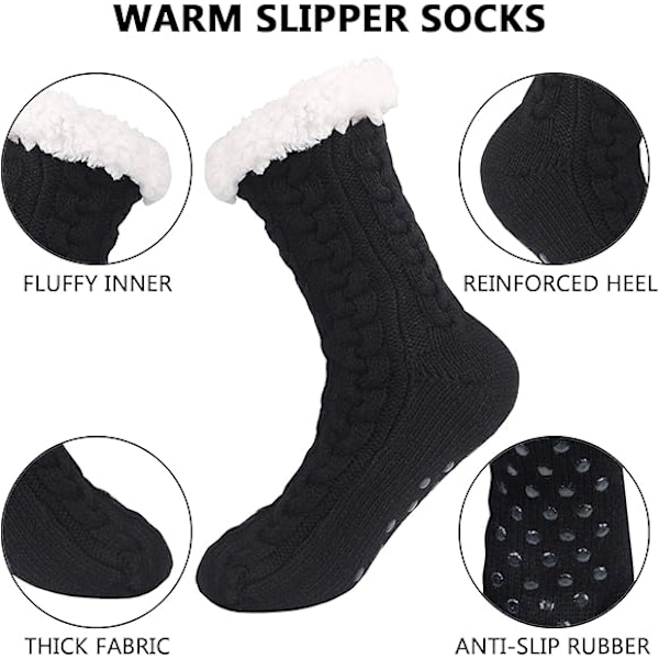 Mænds Fuzzy Slippers Sokker Vinter Hyggelig Blød Hytte Varme Blød Fleeceforet Tyk Komfortabel Strikket Anti-Slip Jul Hjemme Strømpe Kaffe färg