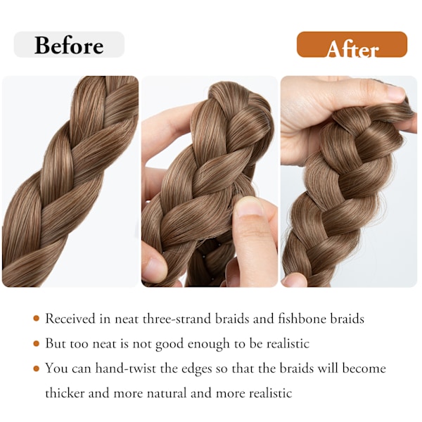 1 stk syntetisk hårbåndsfletninger med justerbar bælte flettet boheme stil kvinders frisure 4 30 4 30 fishbone braid