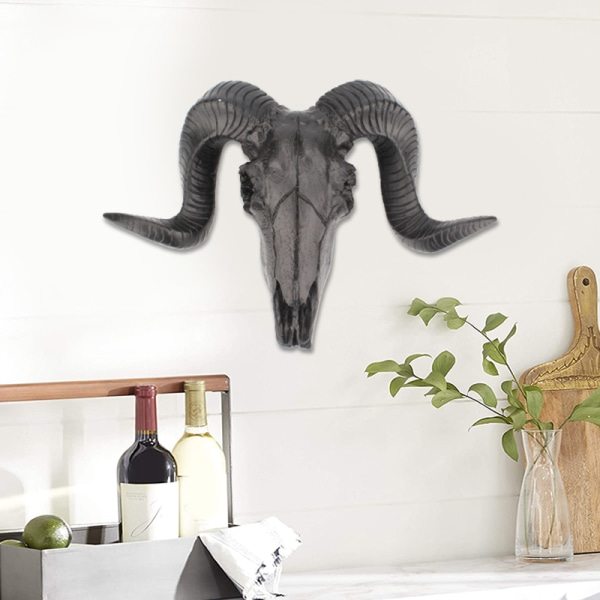 Shofar-kallopääkoriste Henkilökohtainen Halloween-koriste Resin-seinäkoriste Kotiin Olohuoneeseen Toimistoon