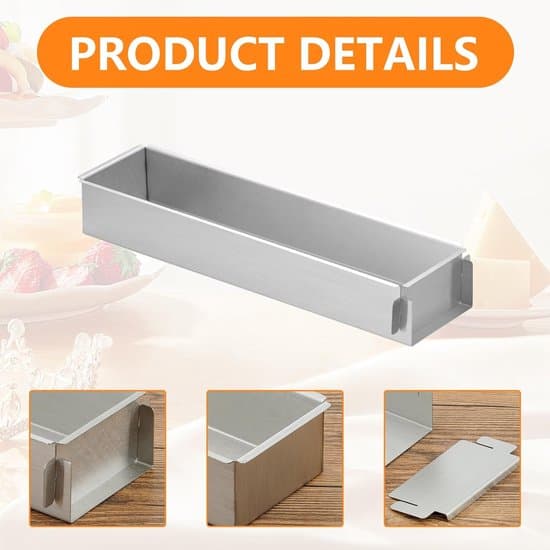 Kakeform - 1 rektangulær bakeplate, justerbar moussekakeform med avtakbare sidepaneler for tilberedning av kake, brød, tiramisu (30 cm)