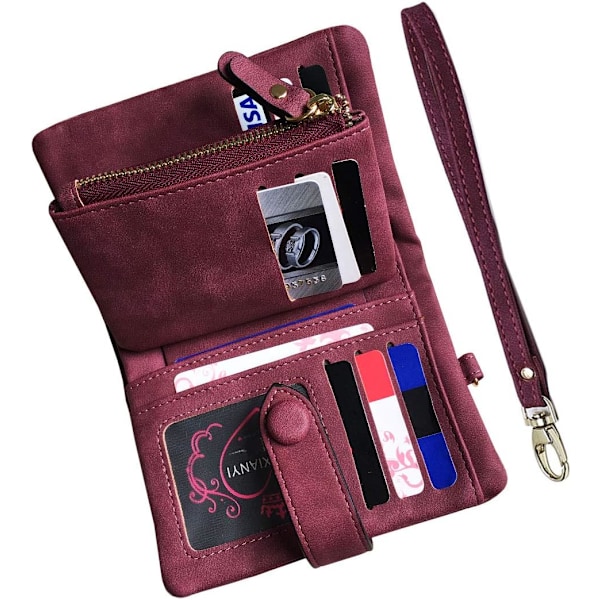 Small Leather Wallet for Women with RFID Blocking, ID Window and Card Holder