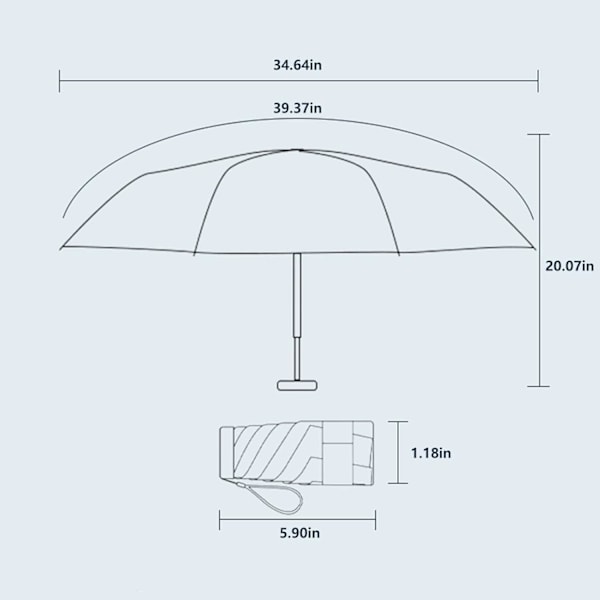 Mini paraply til håndtaske, bærbar og kompakt, perfekt til regn og sol med UV-beskyttelse Beige