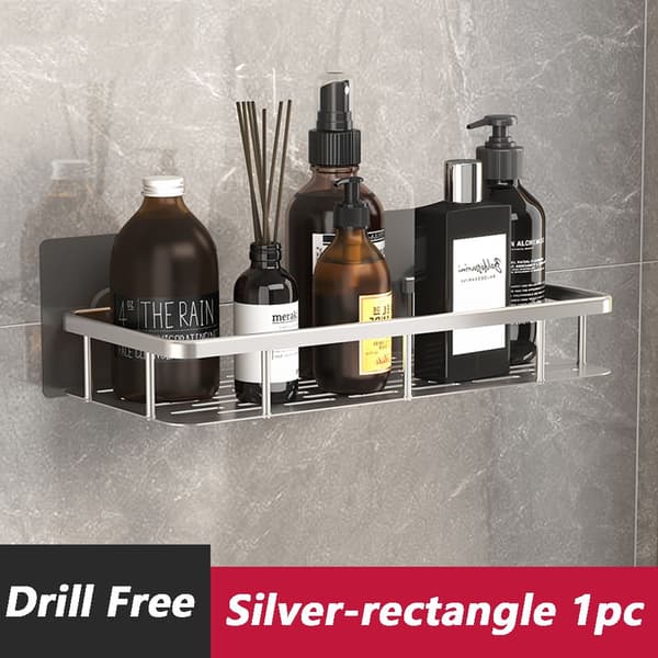 Hörn Duschkorgar Badkar Organizer Hylla SILVER RECTANGLE silv silver rectangle 1pc