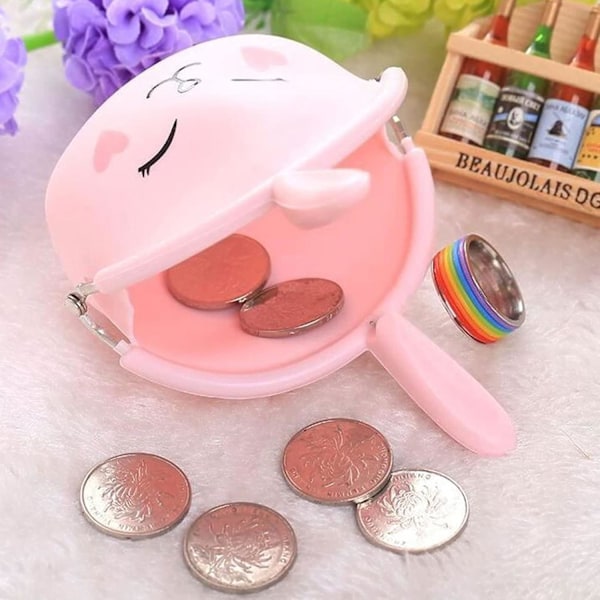 Pieces Kanin Lasten Kolikkokukkaro, Sarjakuva Silikoni Kolikkokukkaro, Mini Silikoni Lompakko Tytöille Juhlat Syntymäpäivälahja (Pinkki, Valkoinen)