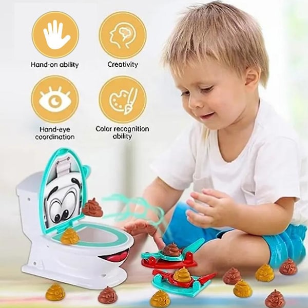 Kakkaa ampuva lelu lapsille, luova vessa kakka lelu, hauska perhepeli, sisältää 12 kakkaa, 2 rakettilaukaisinta ja tarran