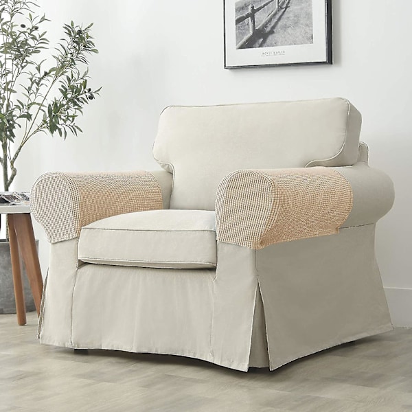 Fåtöljöverdrag armstöd stretch soffa armstödsskydd armstödsöverdrag för stolar (FMY) Beige