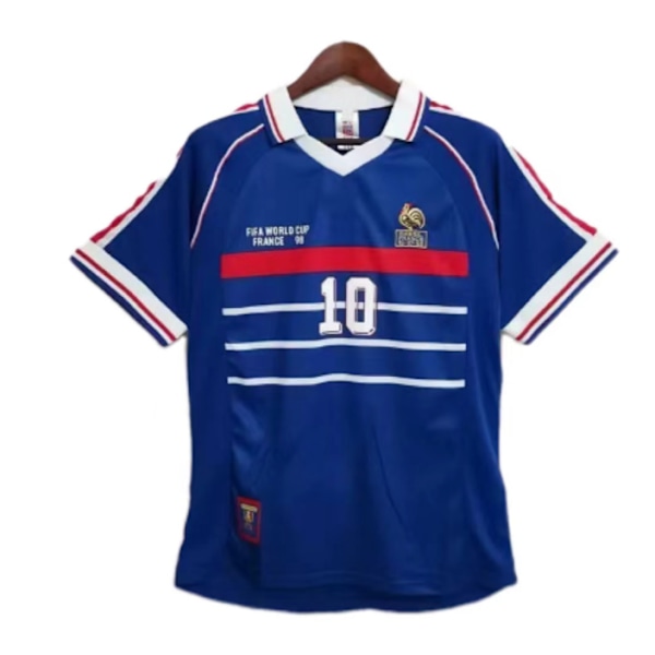 Retro Jersey 1998 Frankrike VM Hemma Kortärmad Fotbollströja Nr 10 Zidane 1 Fotbollströja M