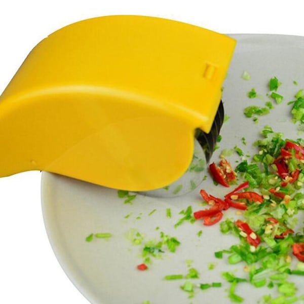 Persiljehackare i rostfritt stål, återanvändbar multifunktionell grönsaksskärare för pizzaskärning, gul Yellow 2pcs