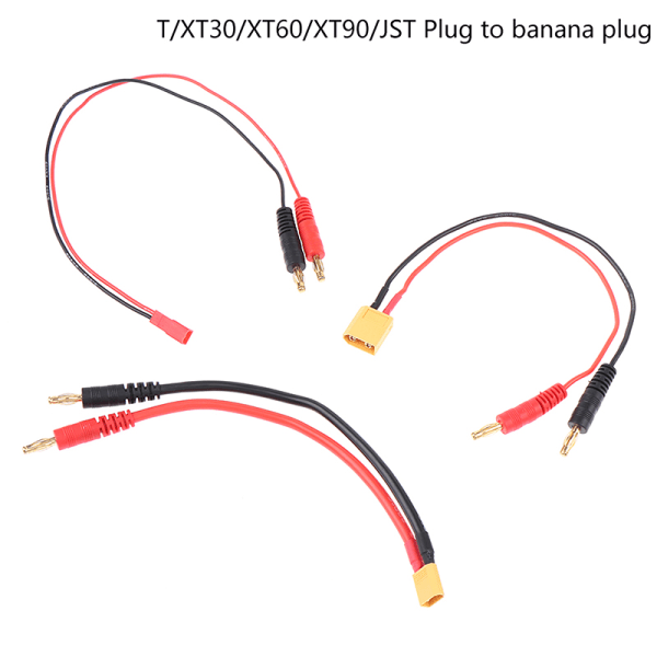 XT30 XT60 XT90 JST T-pluggladdningskabel till 4,0 mm bananpluggar Cha 30CM XT90 14AWG