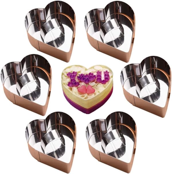 6 stk. - rustfrit stål - dessertringe - kageringe - m/ håndtag - forme