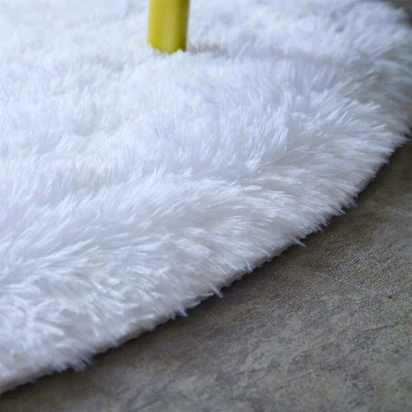 Rund Matta, Hög Lugglängd, Modern, för Vardagsrum, Sovrum, Matsal eller Barnrum, Bekväm Shaggy Golvmatta Halkfri Matta (Vit, 120cm X