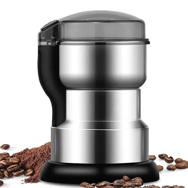 Electric Coffee Grinder, Silver Spice Grinder, One-Touch for Grinding Coffee Beans, Spices, Dried Herbs, Nuts, etc.