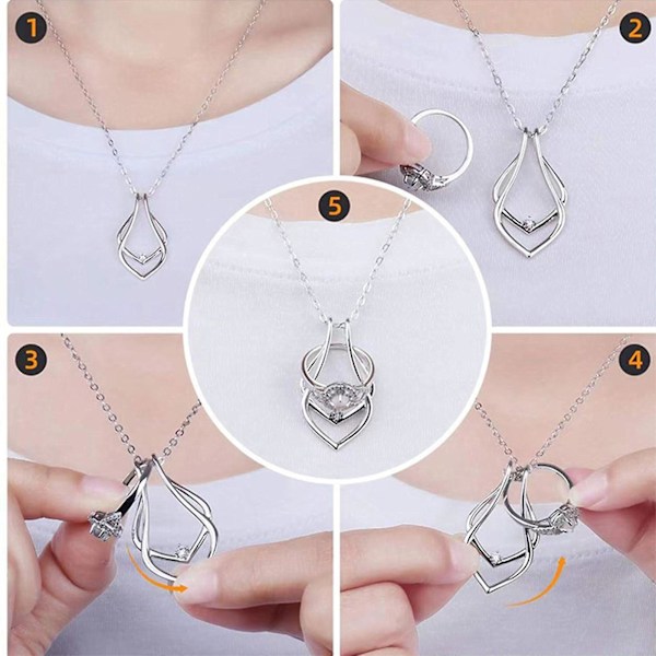 Halsband med ringhållare för kvinnor, geometriskt hänge för vårdpersonal Rose Gold