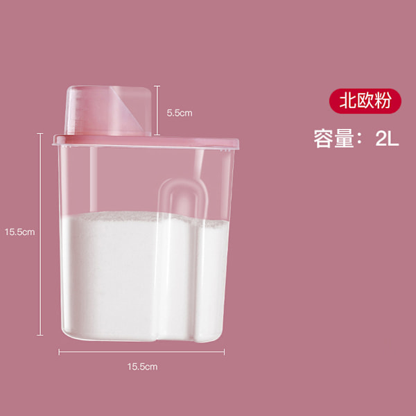Opbevaringsboks til vaskemiddel med låg, plastikbeholder, kreativ beholder til husholdningen, specialboks til vaskemiddel, opbevaringsspand Nordisk Pink 2.5L Nordic Pink 2.5L 1