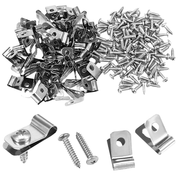 200 sæt rustfri stål hegnstrådsklemmer have holdbare fastgørelseselementer hegnsklemmer til 12-16 gauge svejset tråd til træ metal