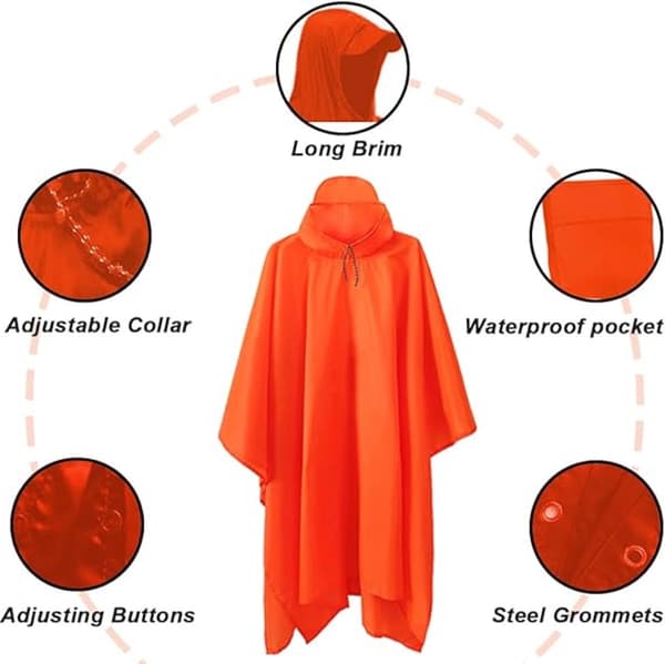 Poncho - Regnfrakk - 210*140cm - Multifunksjonell vannavstøtende regnponcho