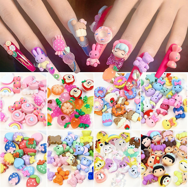 Nagelkonst Resin Tecknad Ornament Blandade Mini Små Mjuka Flickiga 07 bubble girl