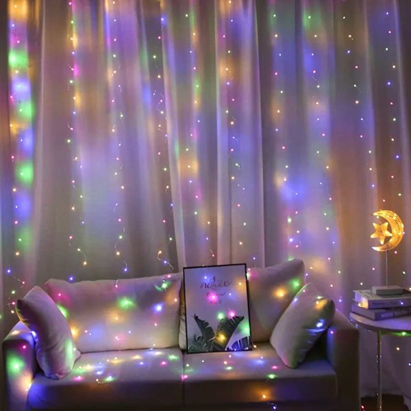LED Gardin USB Lyslenke med Fjernkontroll 3M Flerfarget flerfarget multicolor